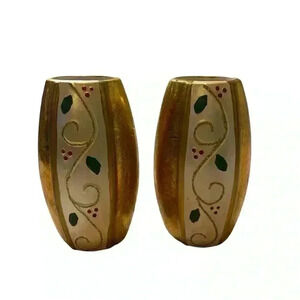 Deluxe Imports Decorative Vase Gold-tone Lot of 2